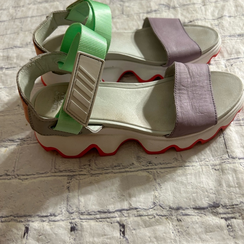 SOREL KINETIC IMPACT FULL GRAIN & TEXTILE HOOK & LOOP CLOSURE SANDALS WOMENS 8 - Picture 4 of 10